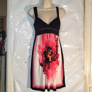 JODI KRISTOPHER Slinky Floral Print Dress‎ Casual Summer Dress Black beach sexy